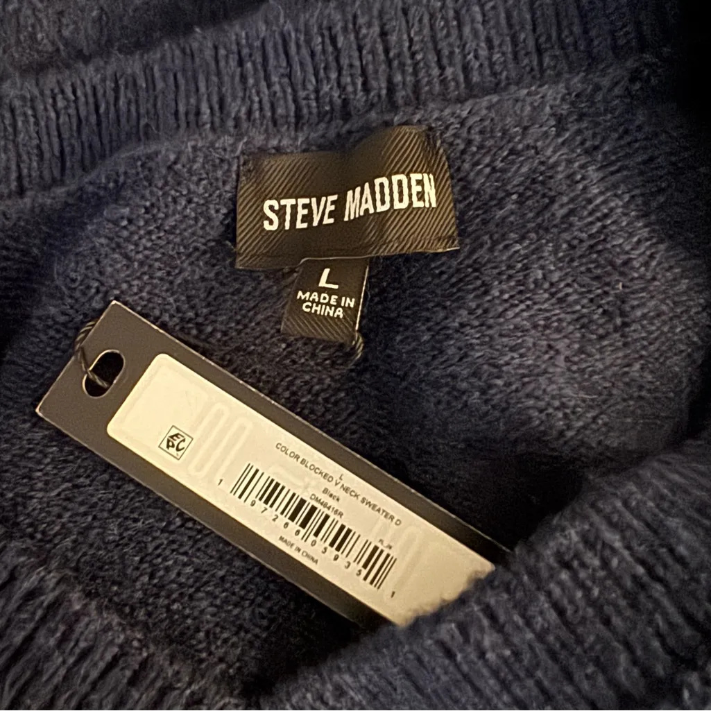 NWT Steve Madden Women's Colorblock V Neck Sweater Dress Size L - Image 6