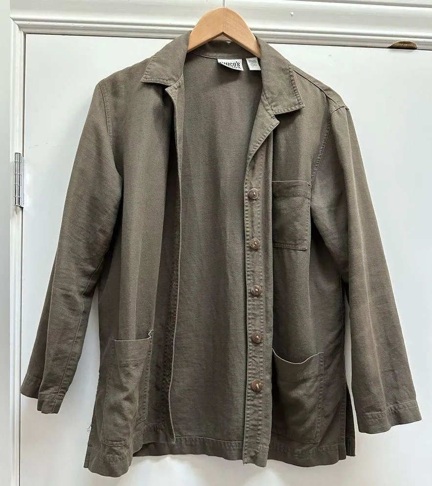Chicos green linen chore coat size small / Chicos size 0 - Image 3