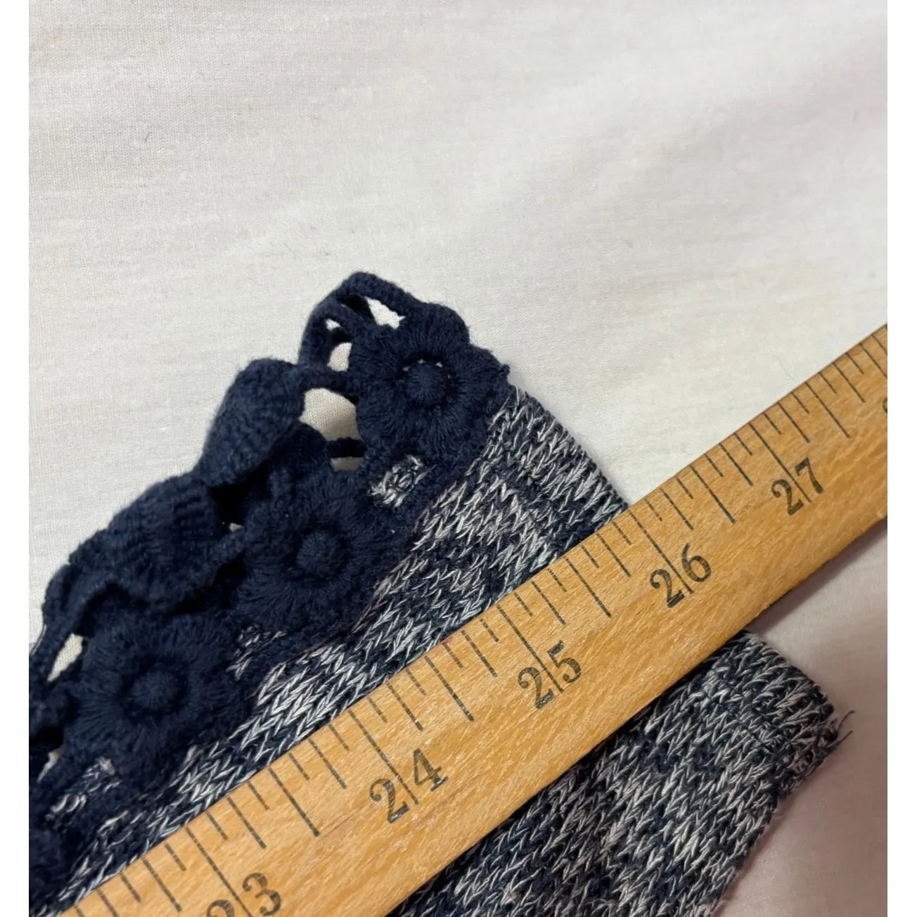 Aeropostale Womens Lightweight Hooded Sweater Marled Navy Lace Accent Boho Sz L Blue Size L - Image 9