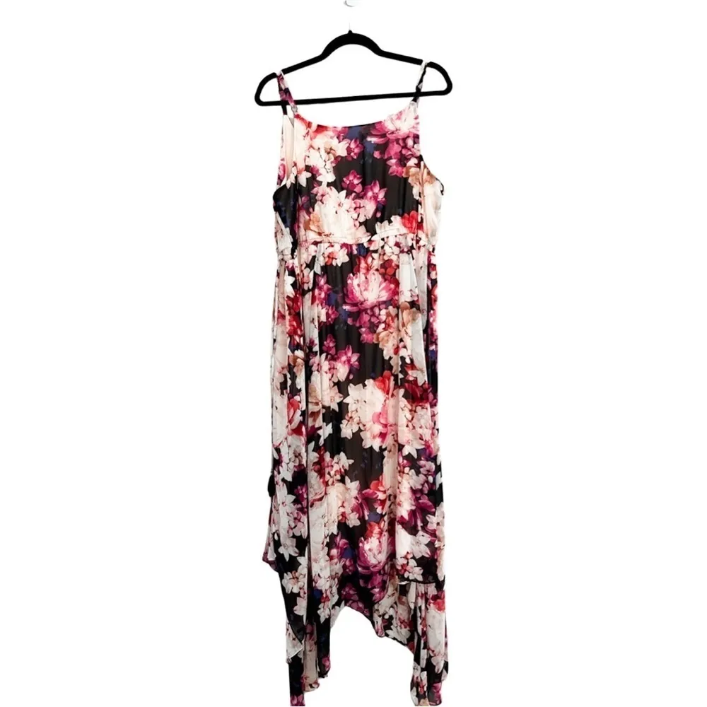 NWT Lane Bryant Black Floral Shoulder Strap Asymmetric Midi Dress Sz 18/20 - Image 3