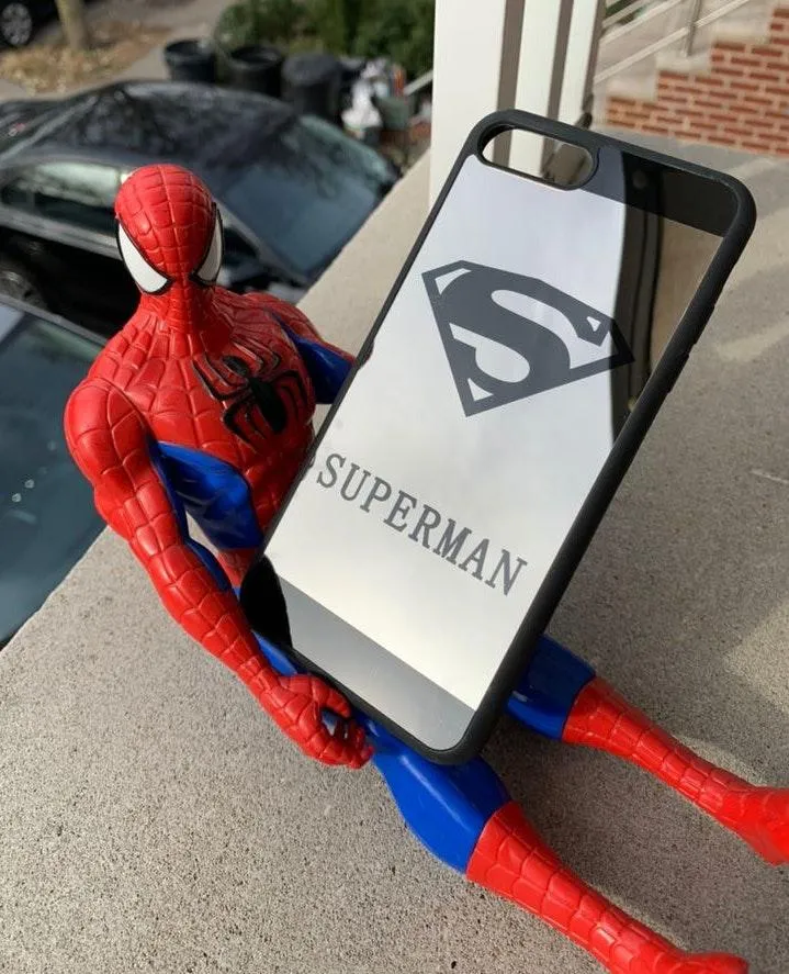 iPhone 8 iPhone 7 Cute Superman Drop Protection Mirror Case Black - Image 3