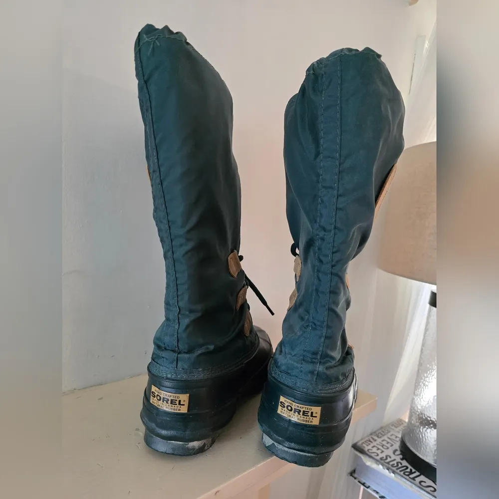 Sorel SnowLion Tall Winter Snow Boots Womens Waterproof Green Nylon - Image 4