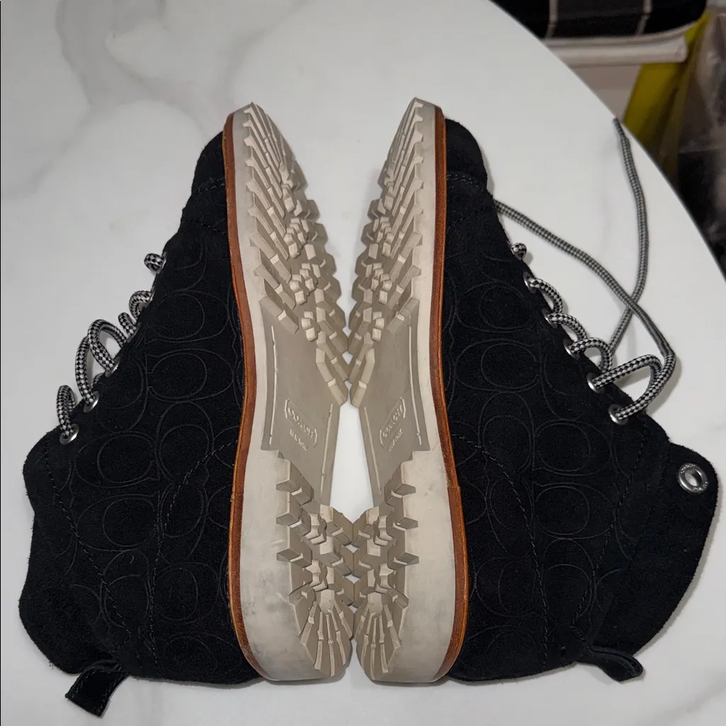 Coach Black Fabric Shoes with Checkered Laces - Image 10