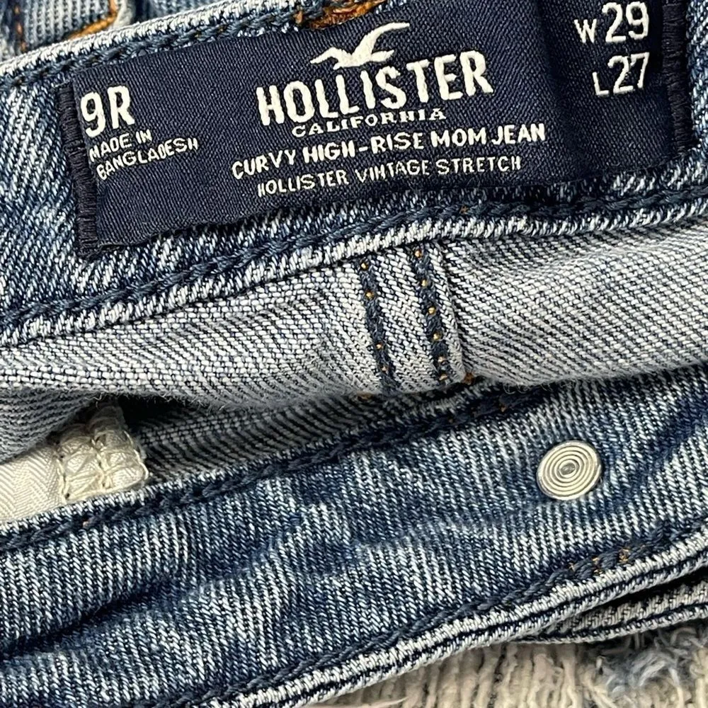 Hollister Curvy High Rise Destroyed Mom Jeans - 9 W29 L27 - Image 4