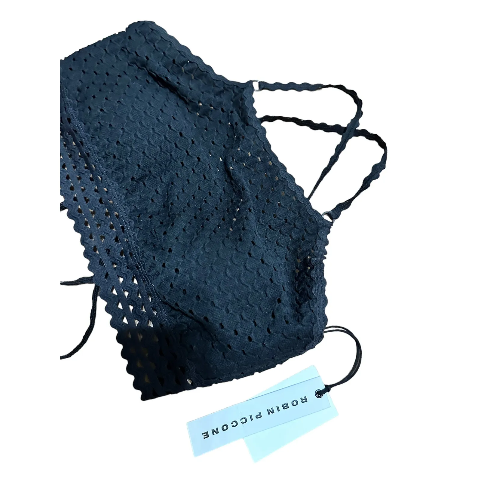 Robin Piccone Chira black‎ bikini top size Large NEW - Image 2