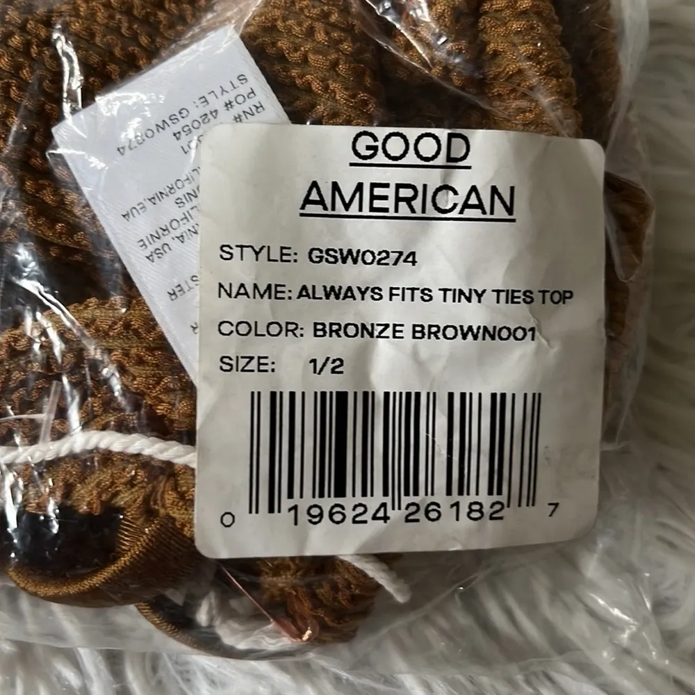 New Good American Always fits tiny ties top in bronze brown001 size S/M - Image 4