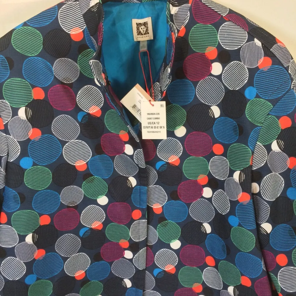 Anne Klein women's size 12 party bubble print circle snap button blazer jacket - Image 3