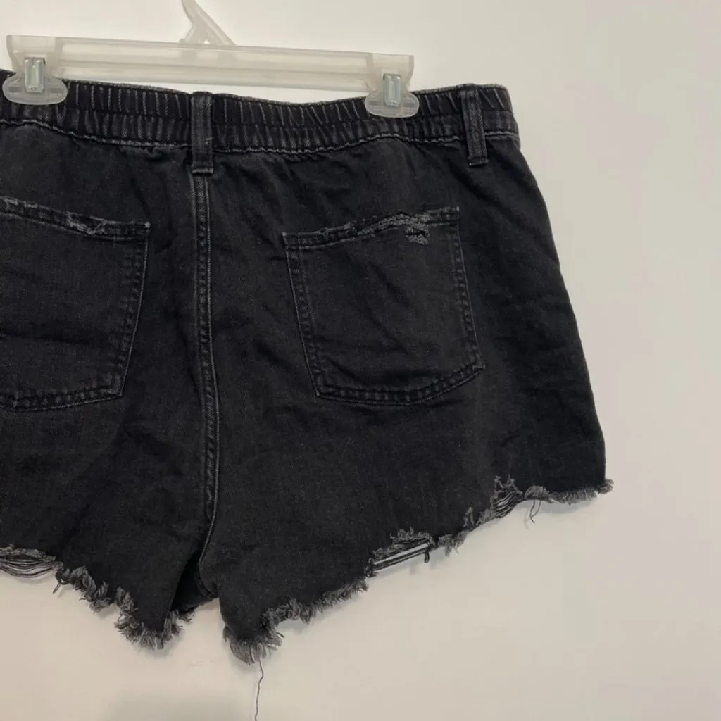 AERIE AMERICAN EAGLE AE Daydream Denim Short Black Distressed Ripped Mid Rise XL - Image 15