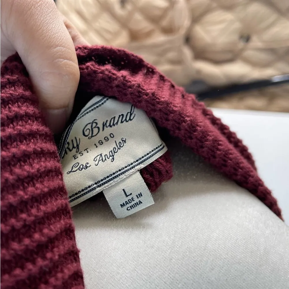 Lucky Brand burgundy knit sweater cardigan size large‎ - Image 5