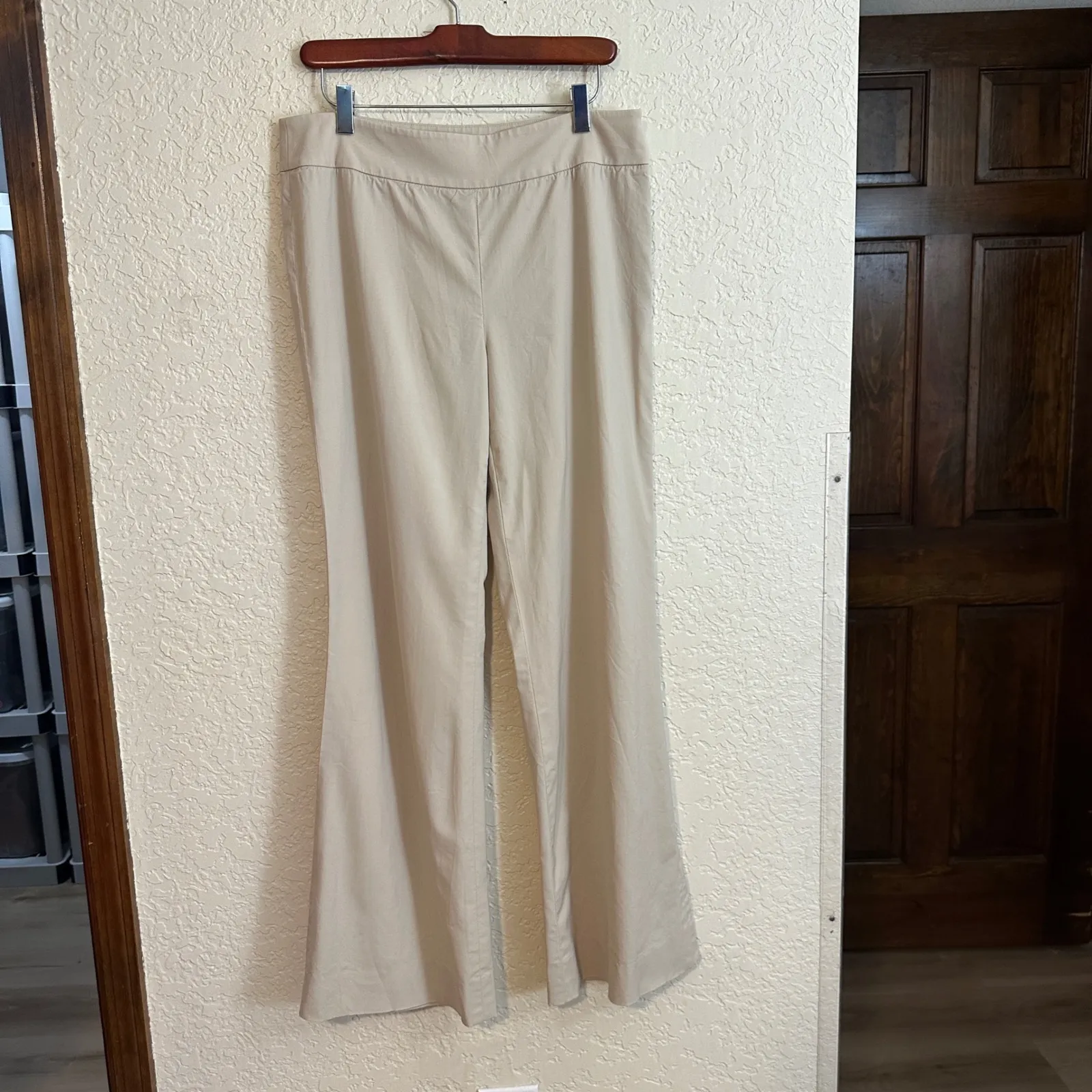 Lafayette 148 Pants Womens 8 Waverly‎ Wide Leg Wool Dress Office Beige Stretch Tan - Image 2