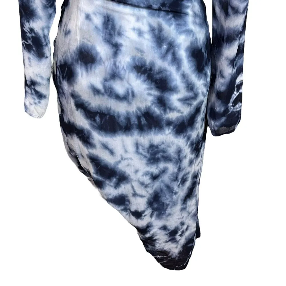 Miaou Vanessa Indigo Tie Dye Dress Women’s Size XS Long Sleeve Asymmetrical Blue - Image 13