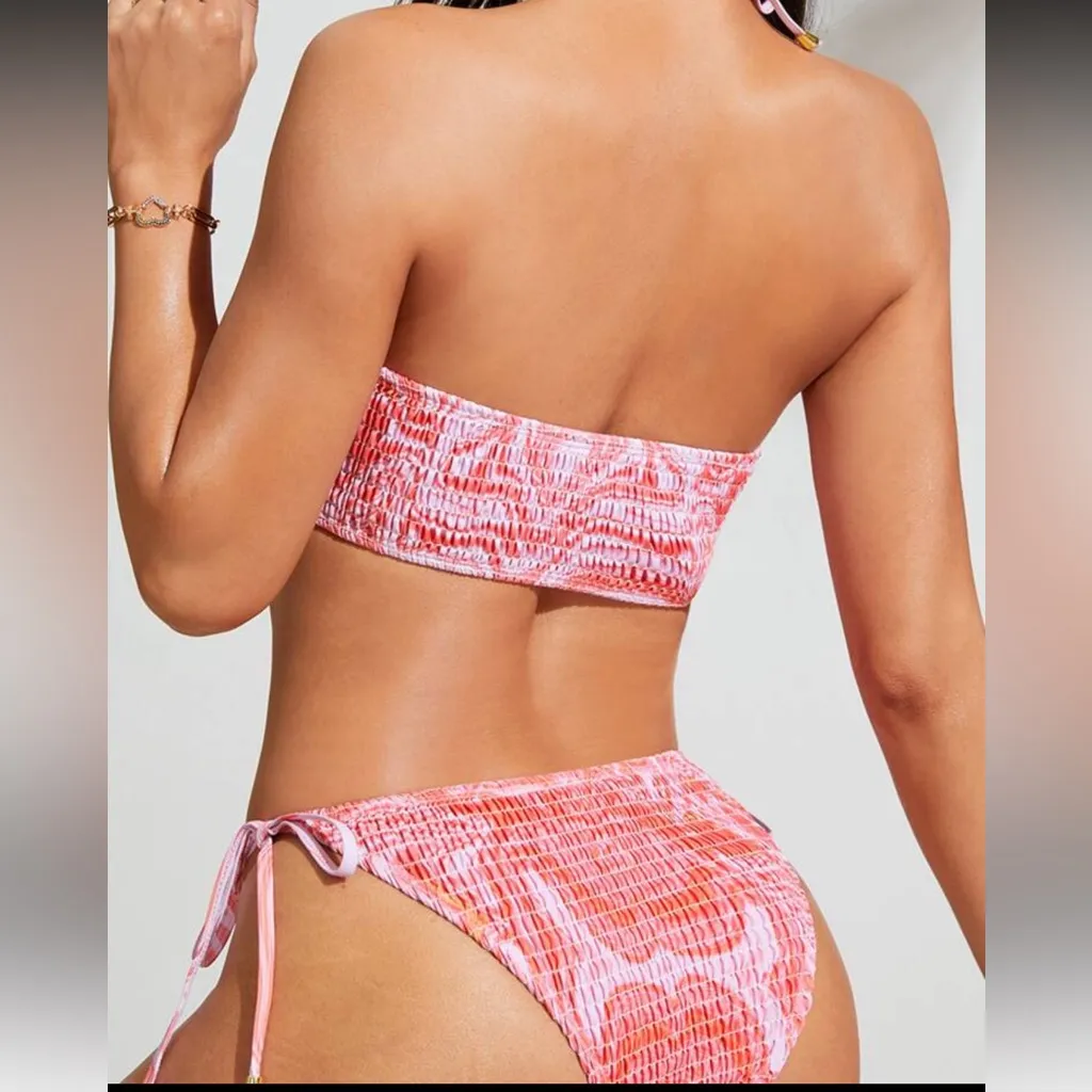 SHEIN Pink and White Swirl Bikini Set - Image 2