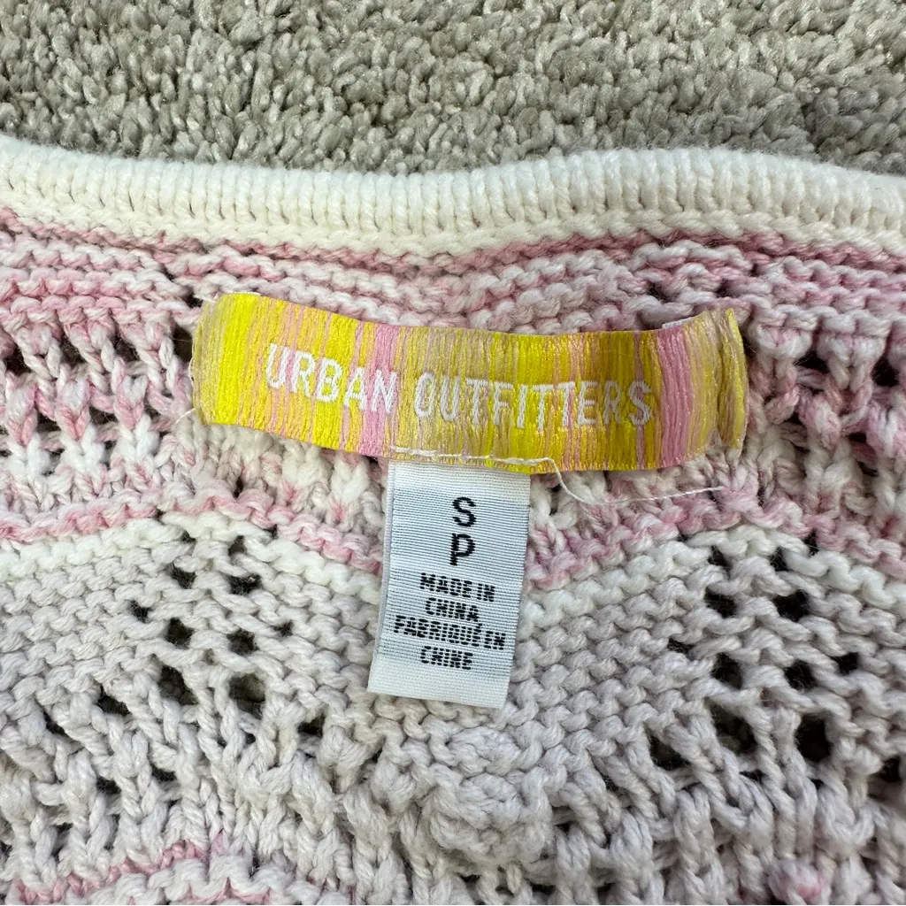 Urban Outfitters Women’s Blaire Crochet Square Neck Sweater Cropped in Pink S - Image 10