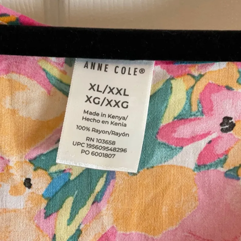 Anne Cole Floral V-Neck Tunic Cover up size X-Large/xxl - Image 5