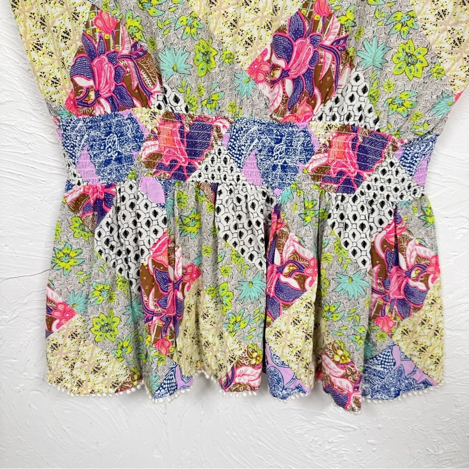 Victoria Secret Mutli Color Patchwork Peplum Tunic Womens M Boho Beachy Coverup - Image 4