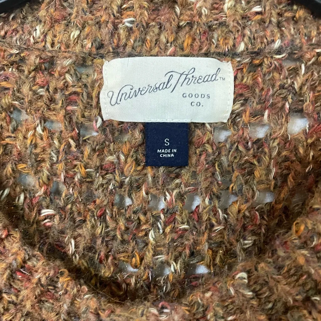 Women's Universal Threads. Chunky Loose Knit Brown Crop Sweater Small Oversized - Image 2