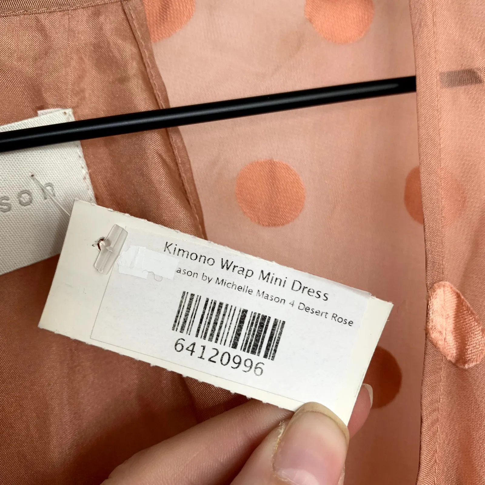 Michelle Mason Kimono Wrap Mini Dress Womens Silk Polka Dot Desert Rose 4 - Image 14