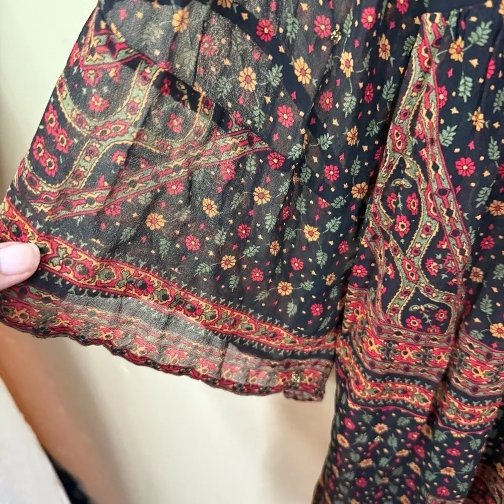 Akemi + Kin Munro Paisley Embroidered Beaded Boho Tunic Dress Size Large Praire Brown - Image 7