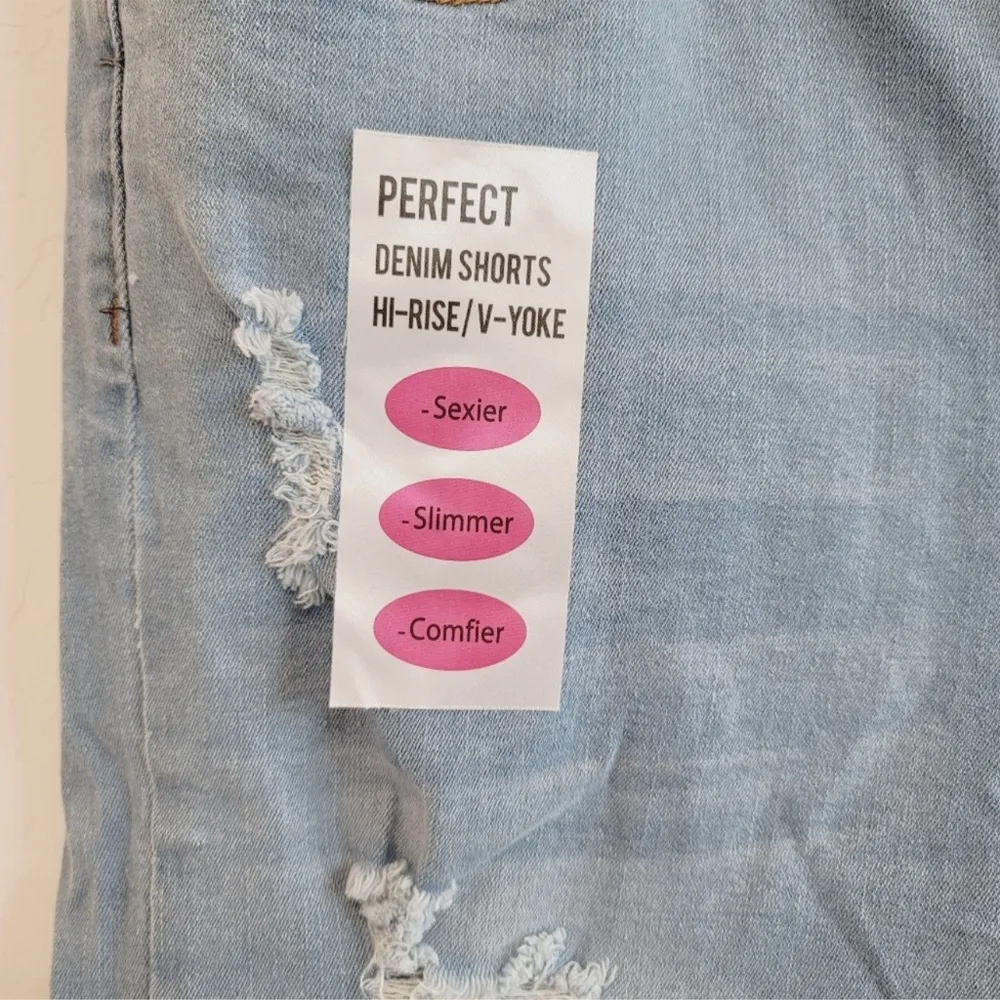 The Style Between Us  Denim Destructed Shorts Sz 14 - Image 5