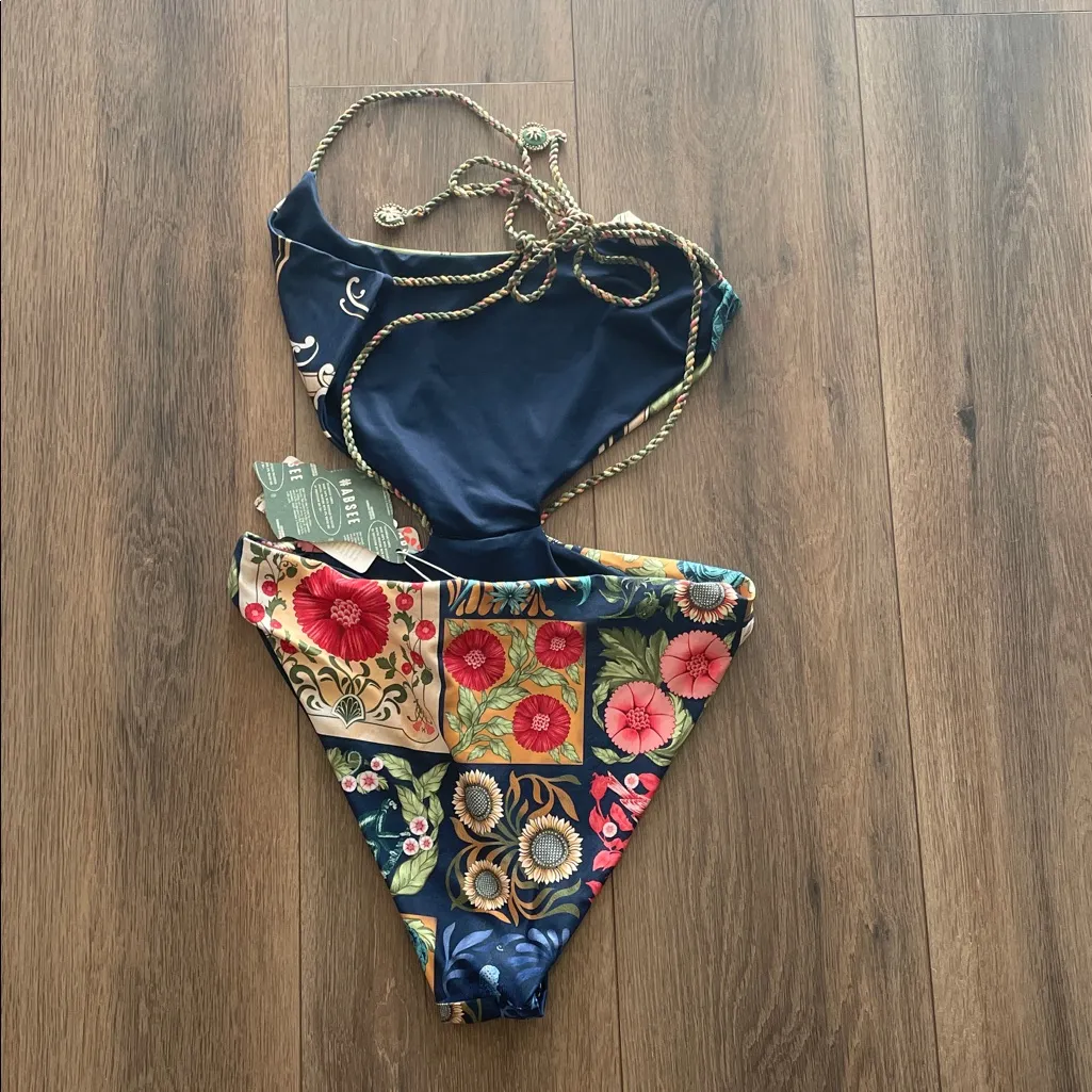 Agua Bendita Nadine Harvest One-Piece Swimsuit Womens L Designer Floral Beach - Image 6