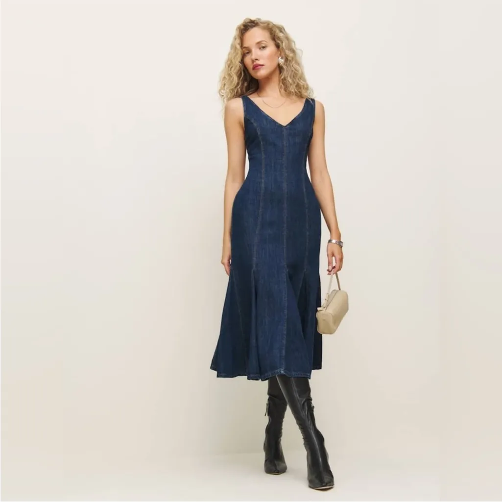 Reformation Serafina Denim Midi Dress - Image 7
