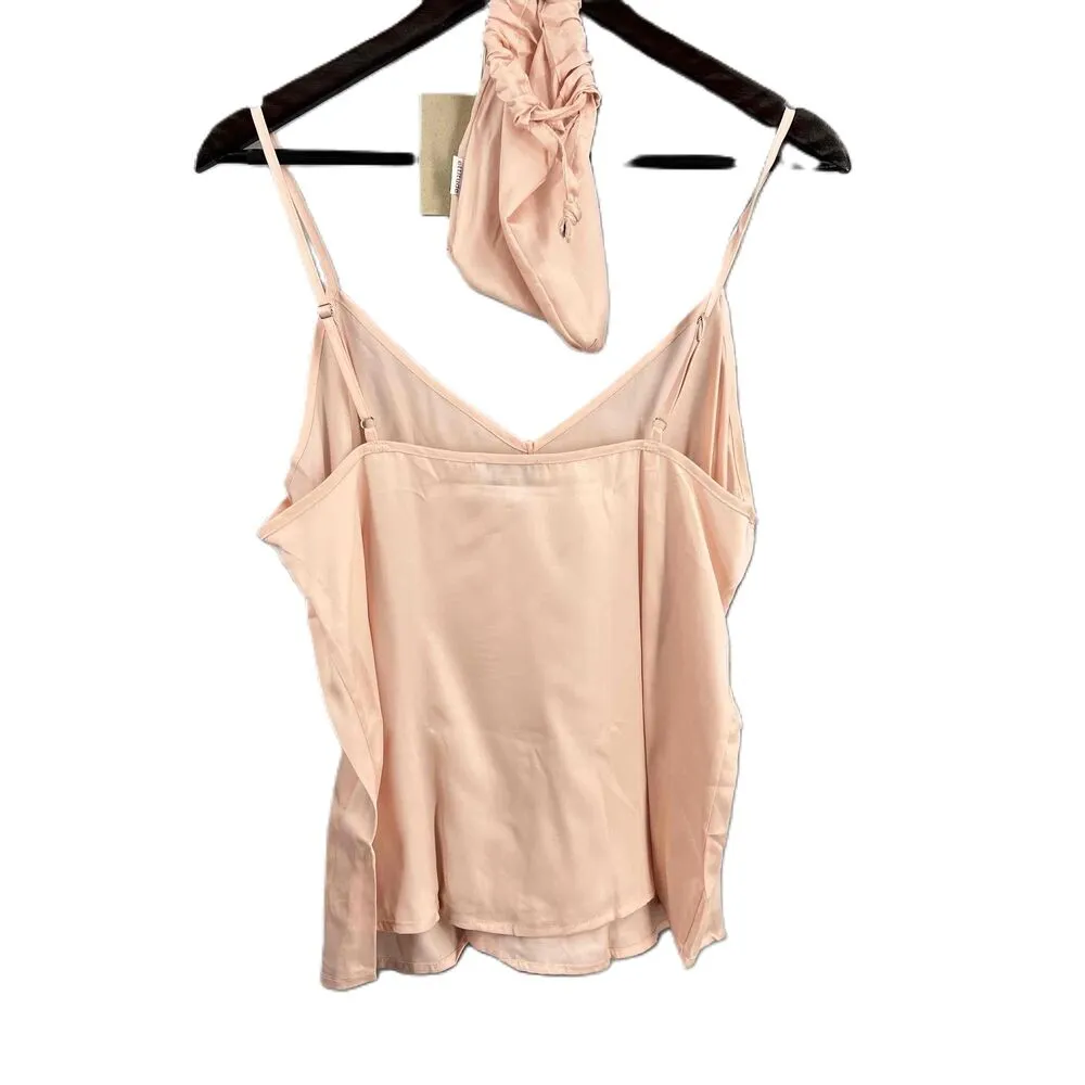 Ettitude Camisole Pink Sateen Spaghetti Straps V Neck Medium with Gift Pouch New - Image 2