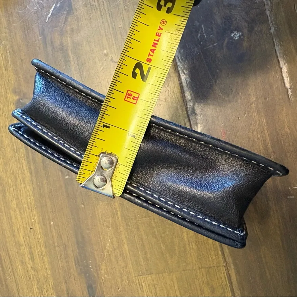 Coach Signature CC Wallet Black Canvas Fold Over Leather Card Holder Small - Image 5