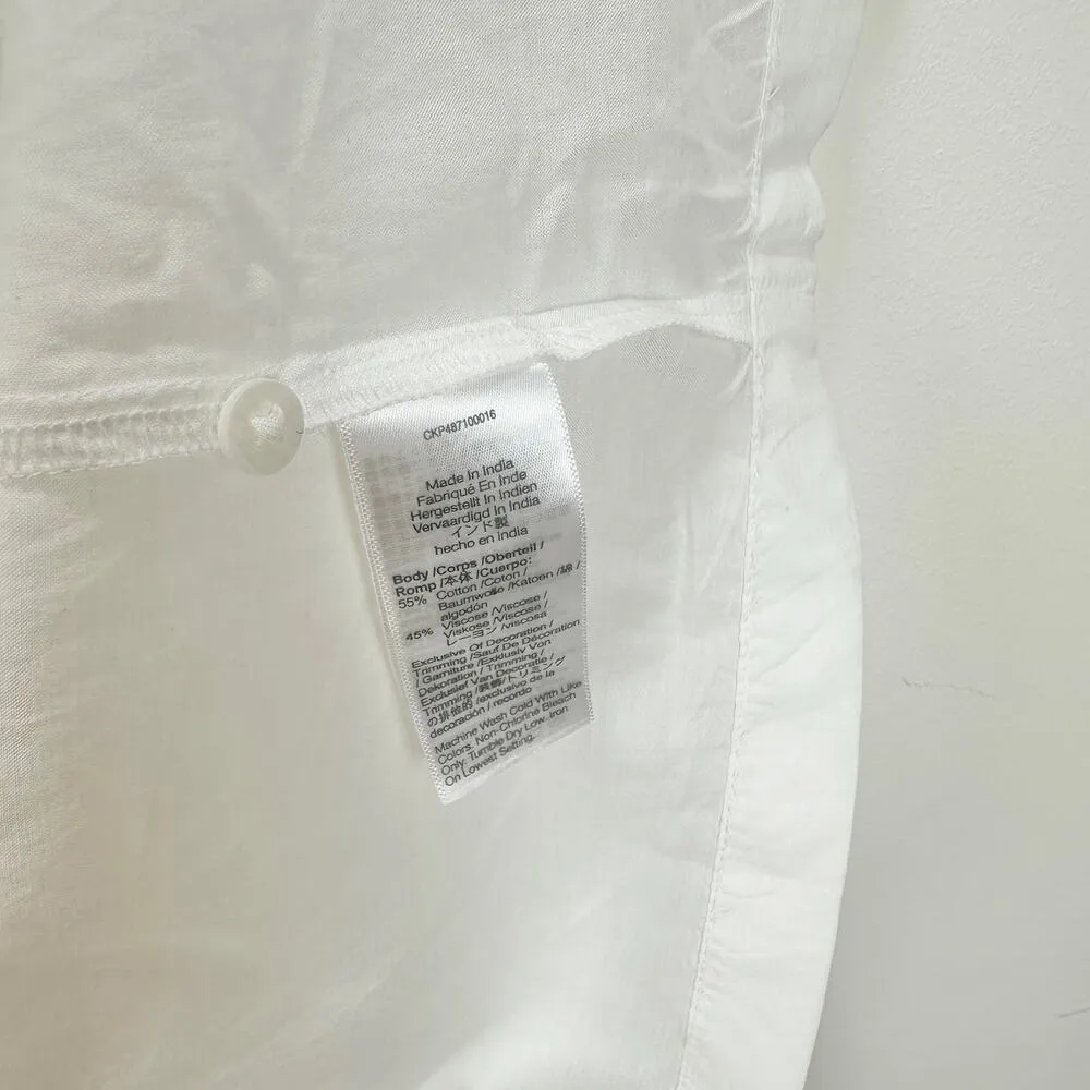 Madewell Shirred Long Sleeve Lightweight Flowy Blouse Cotton White Large NWT - Image 11