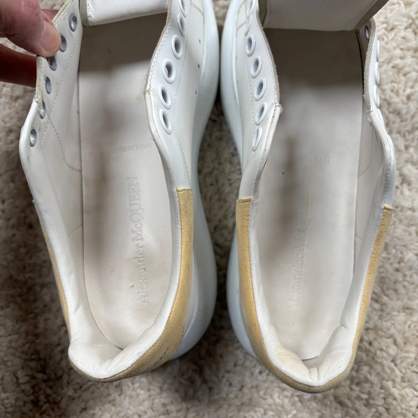 Alexander McQueen Oversized Sneakers White Gold Suede Accents Women Size 39 - Image 6