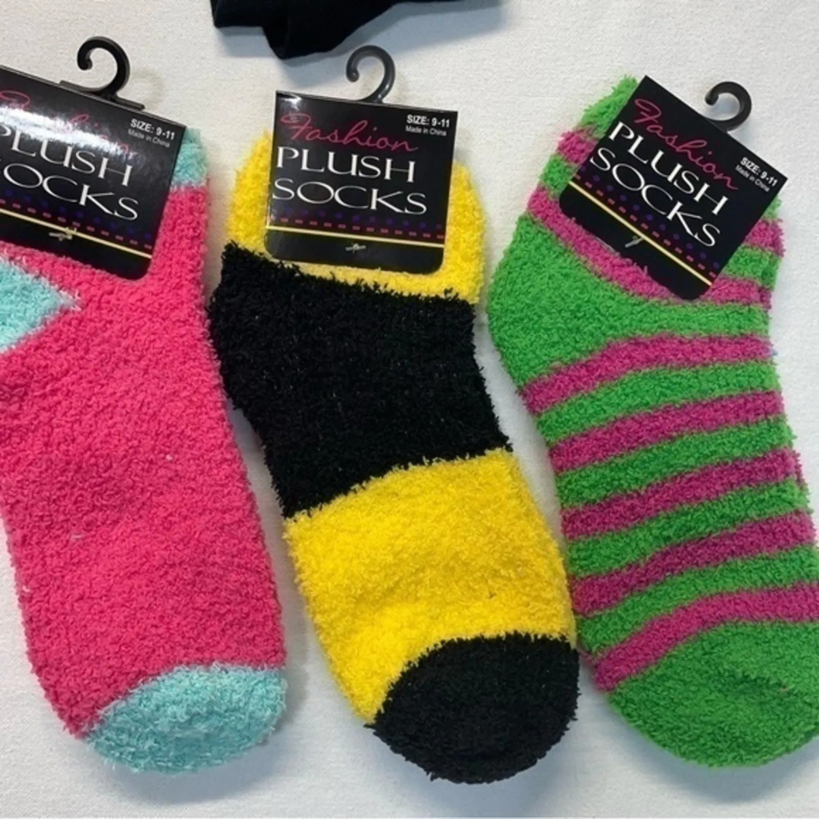 Fuzzy Holiday Socks Bundle of 4 Pairs | Cat & Striped Cozy Set NWT - Image 2