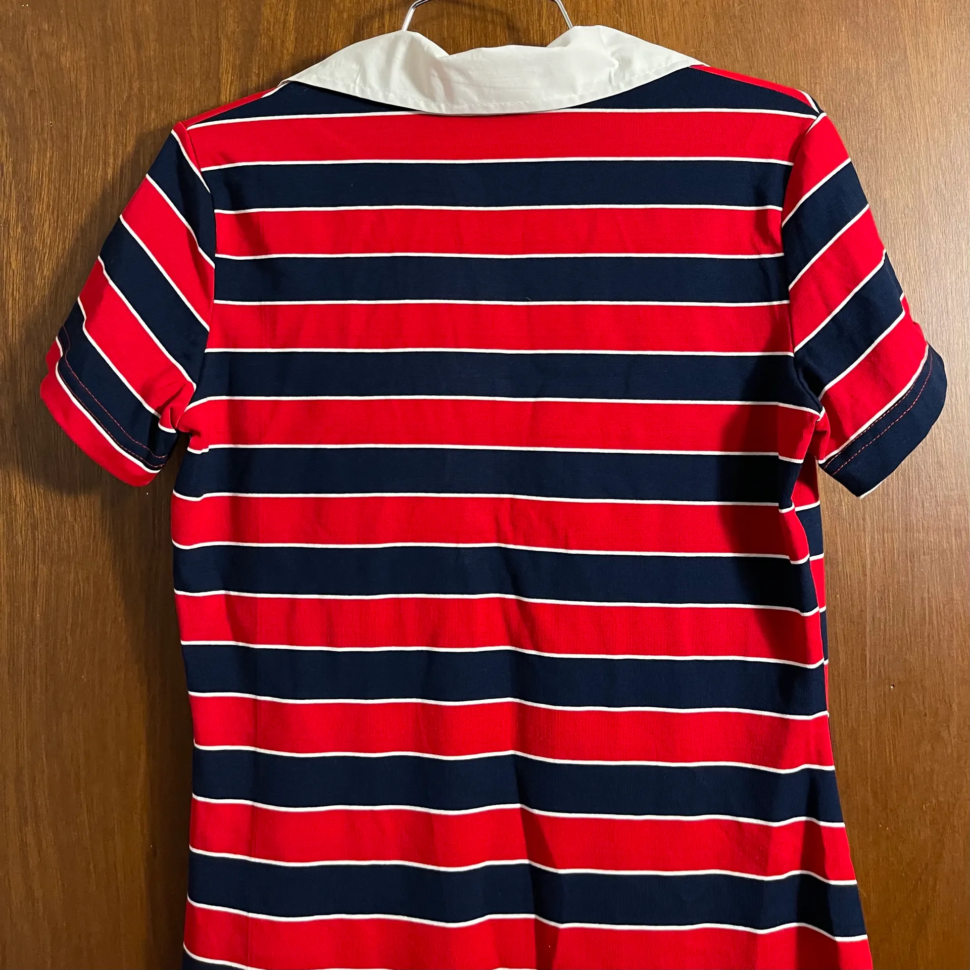 Budweiser Vintage Lolo 1980’s Woman's  Collared Striped Mini Dress - Image 4