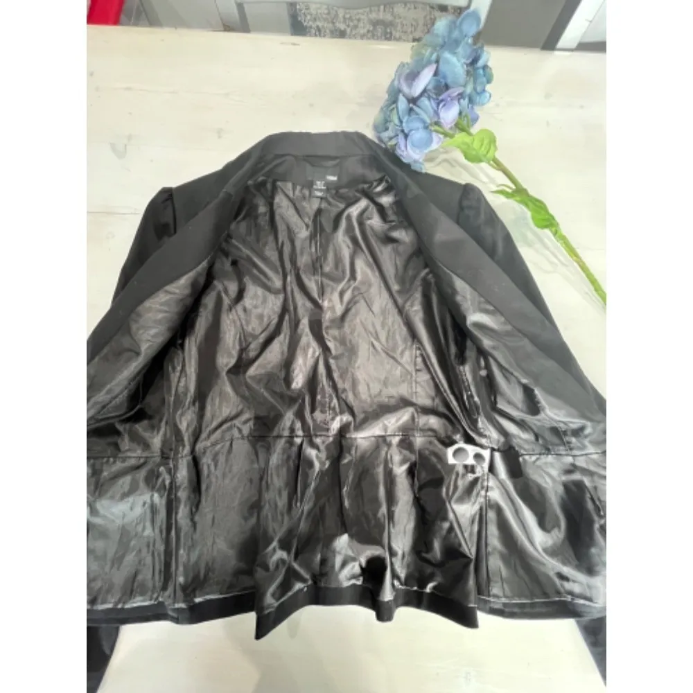 H&M‎ Belted Blazer Jacket Fitted Business Career Interview Black Size 12 - Image 4
