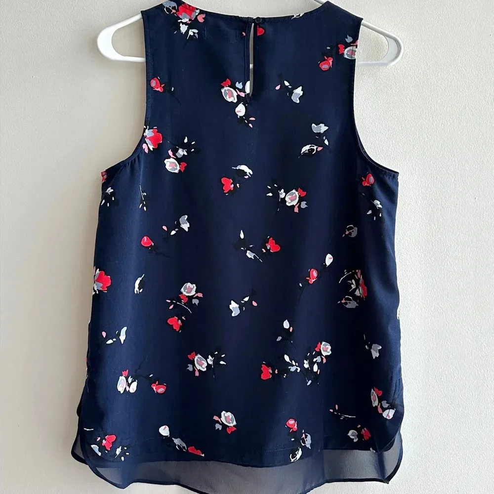 GAP Navy Blue Tank Top with Flowers, Square Tank Top, Layering Tank, Size Small - Image 11