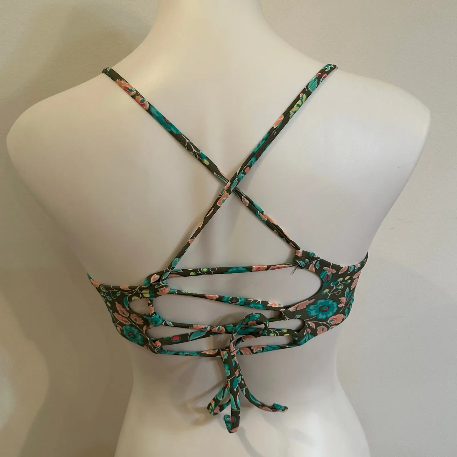 Aerie Bra Top Bikini Top sz 36B Green Floral Bikini Top - Image 3