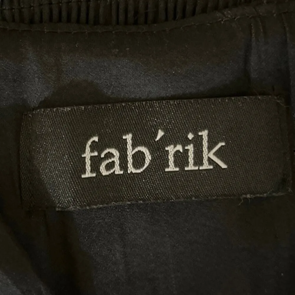 Fab'rik Black Sleeveless V-neck Faux Wrap Smocked Blouson A-Line Mini Dress L - Image 3