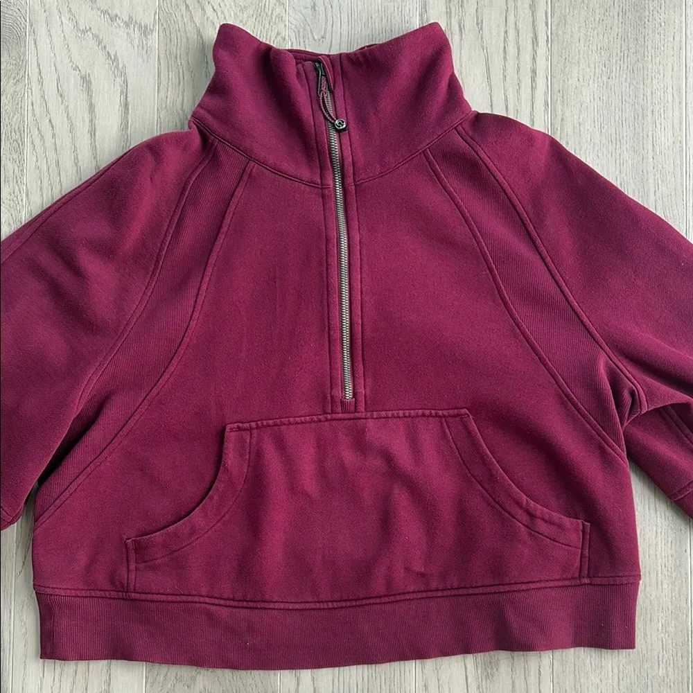 Lululemon Oversized Scuba Funnel Neck 1/2 Zip M/L W3FJ6S Magenta *FLAW - Image 2
