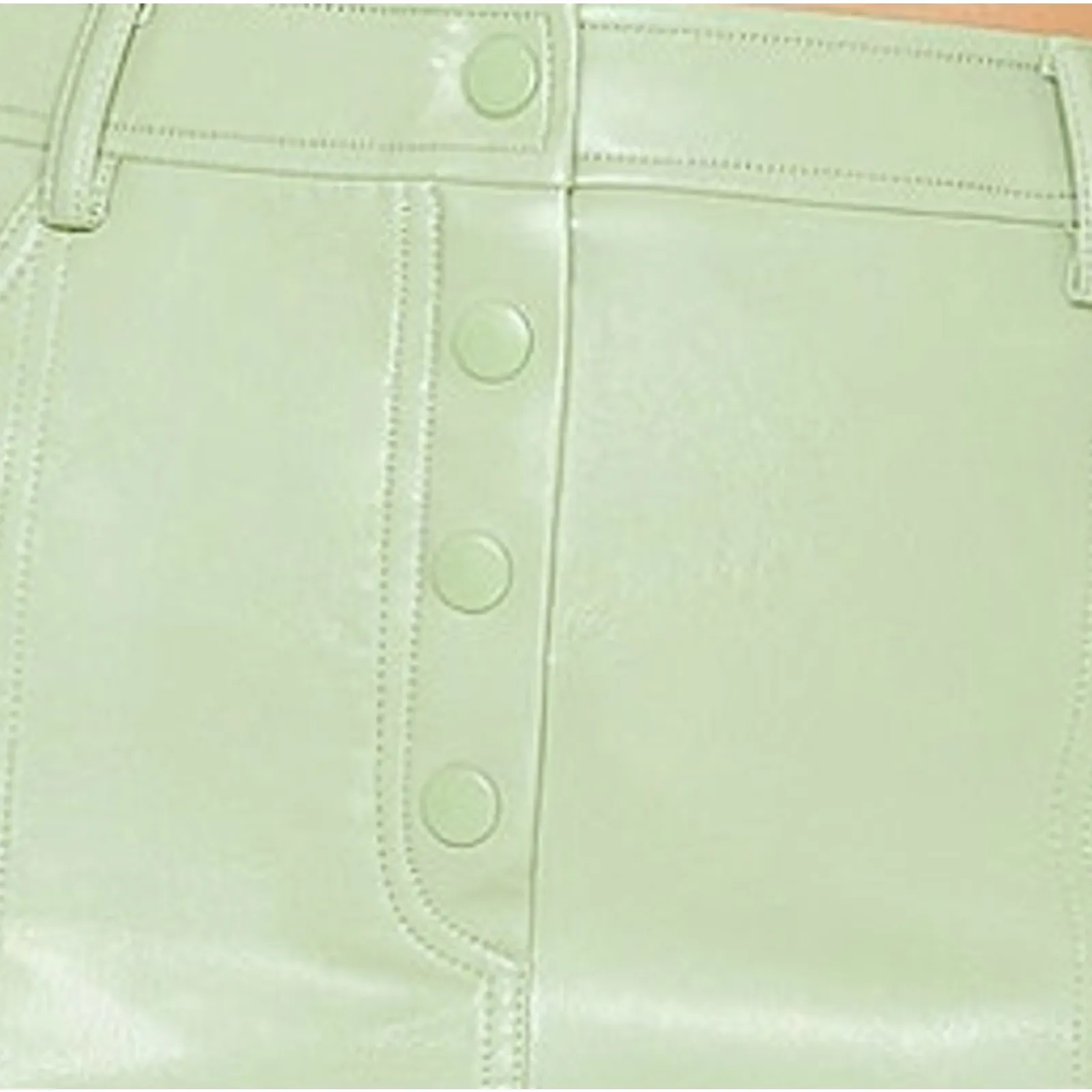 Camila Coelho Green Micro Mini Skirt MEDIUM Faux Leather Low Designer $168 NEW - Image 7