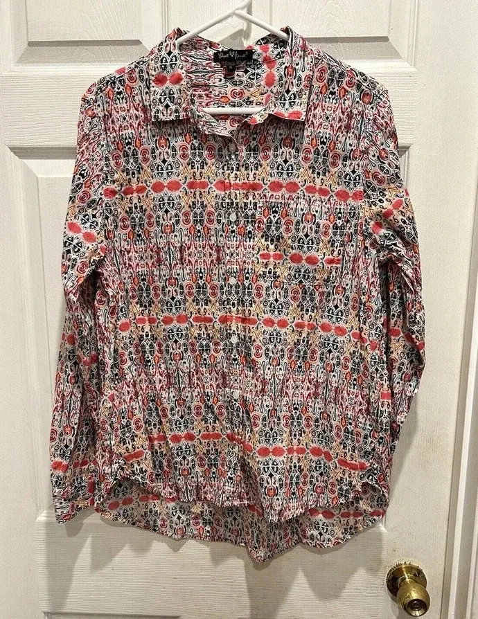 Velvet Heart Women's Collared Button Down Long Sleeve Top Floral Print Size XL - Image 1