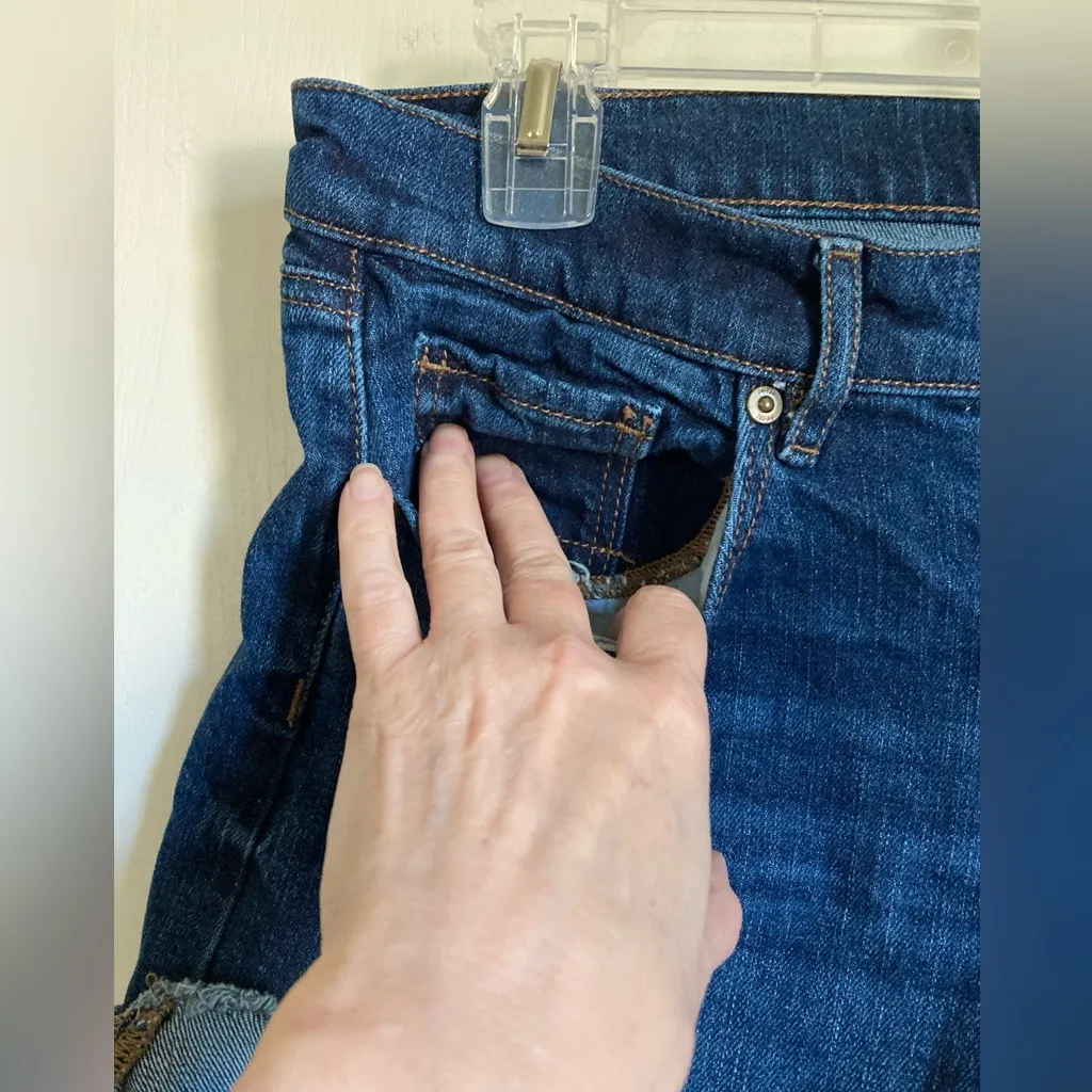 🌞Loft Dark Wash Mid Rise Cuffed Roll Hem Denim Shorts - Image 5