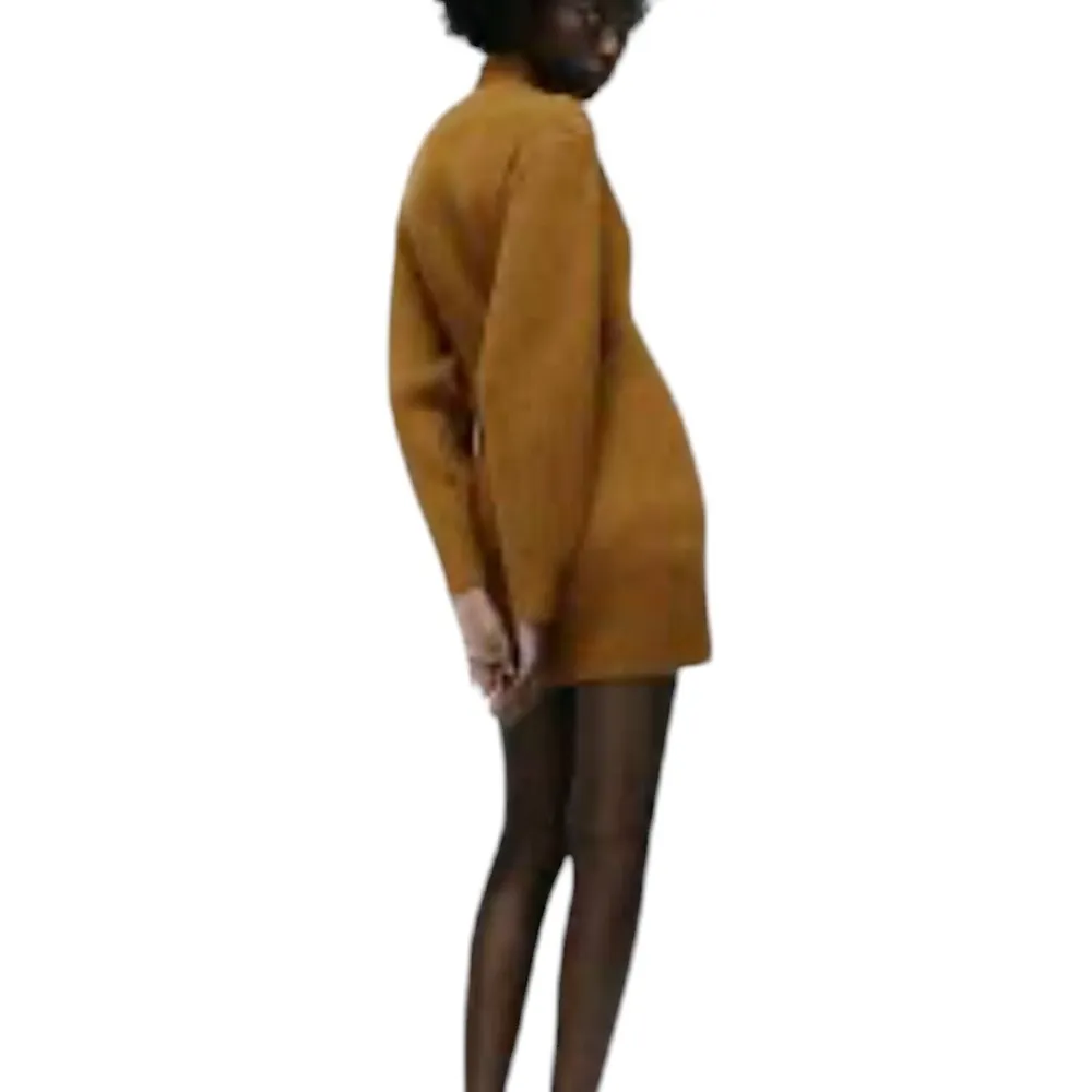 Mock neck sweater ribbed dress SZ M caramel never worn H&M - Image 2