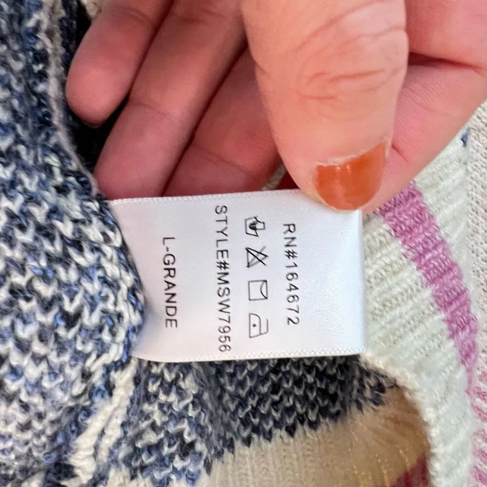 & Merci Pink Cream Knit Colorblock Turtleneck Pullover Sweater Size Large - Image 9