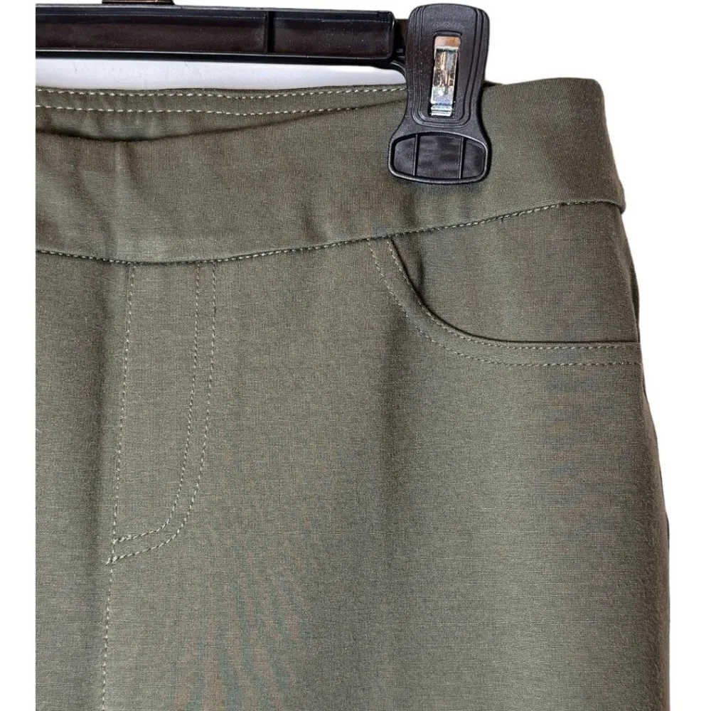 Soft Surroundings Pants Womens XS Olive Green Knit Stretch Tapered Leg Pull On - Image 6