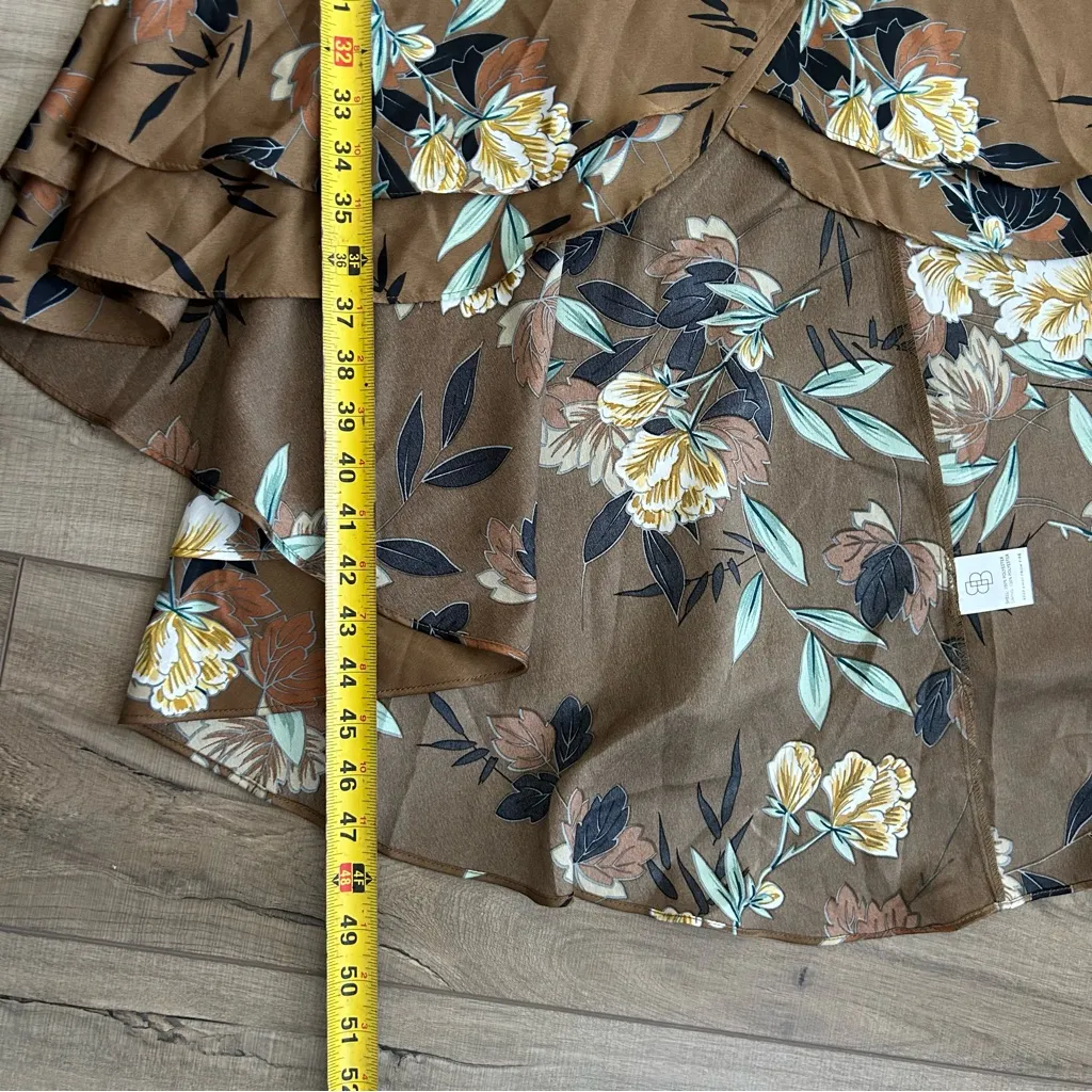 Baltic Born Brown Steffi Tulip Wrap Satin Dress Mocha Floral NWT Large - Image 9