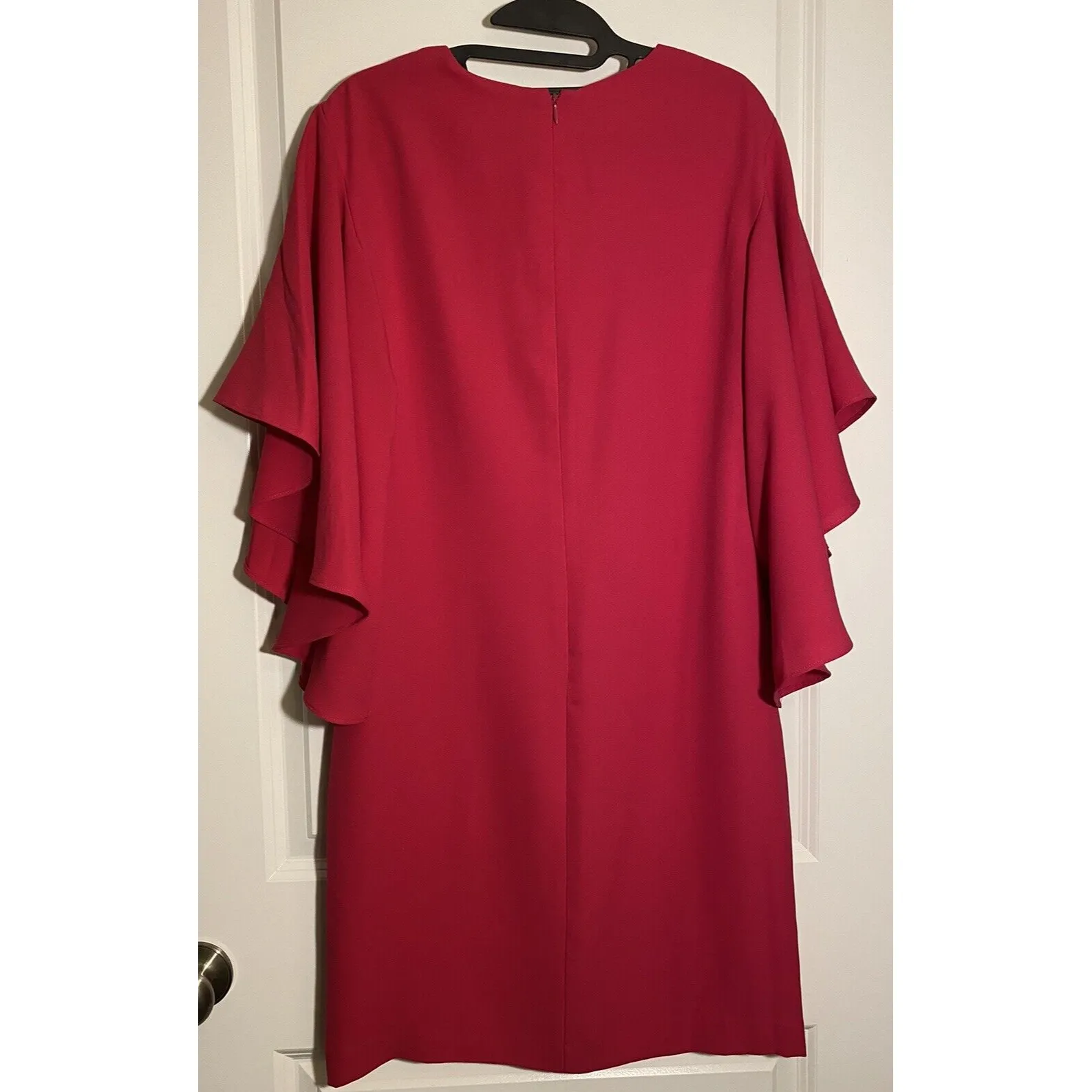 Lauren Ralph Lauren Red Dress V Neck Tiered‎ Flutter Sleeve Party Cocktail - Image 6