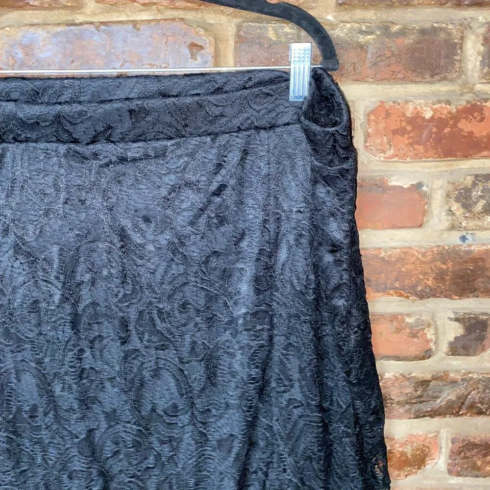 Ashley Stewart Black Lace Pull-On Knee Length Skirt Women's Size 26/28 - Image 2