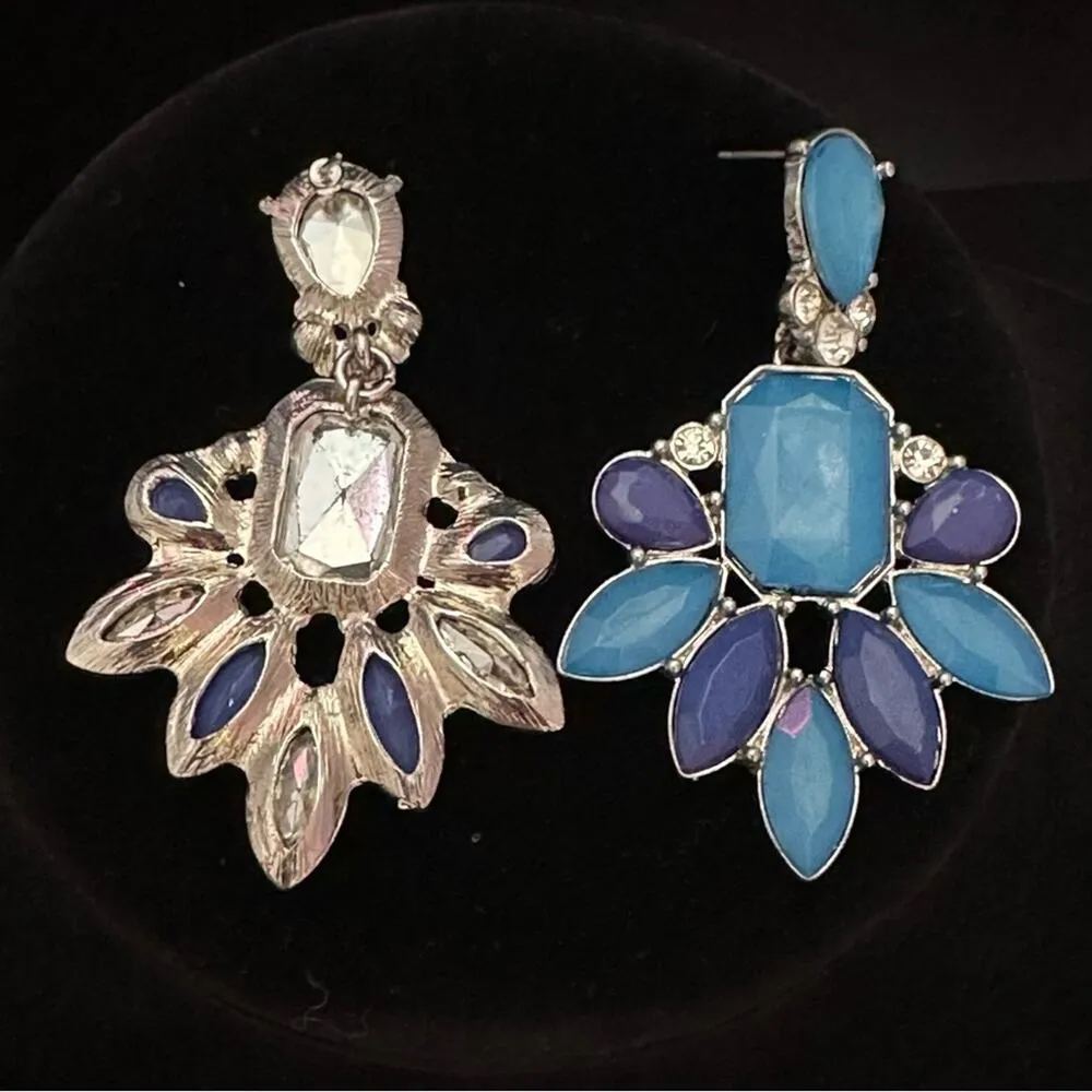 Y2K Vintage Jeweled Earrings In Blue - Image 3