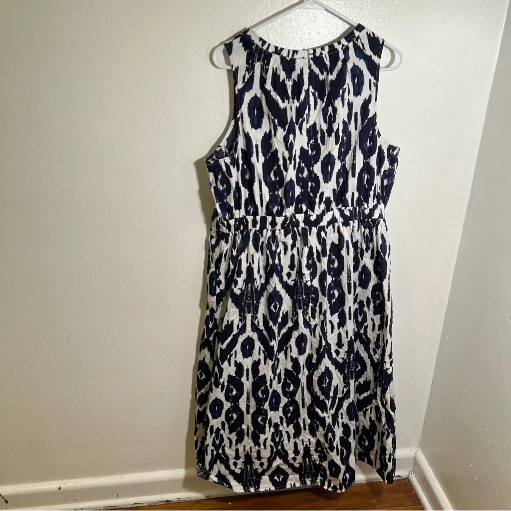 Lane Bryant Elastic-Neck Tie-Waist Midi Dress White Navy 16 - Image 10