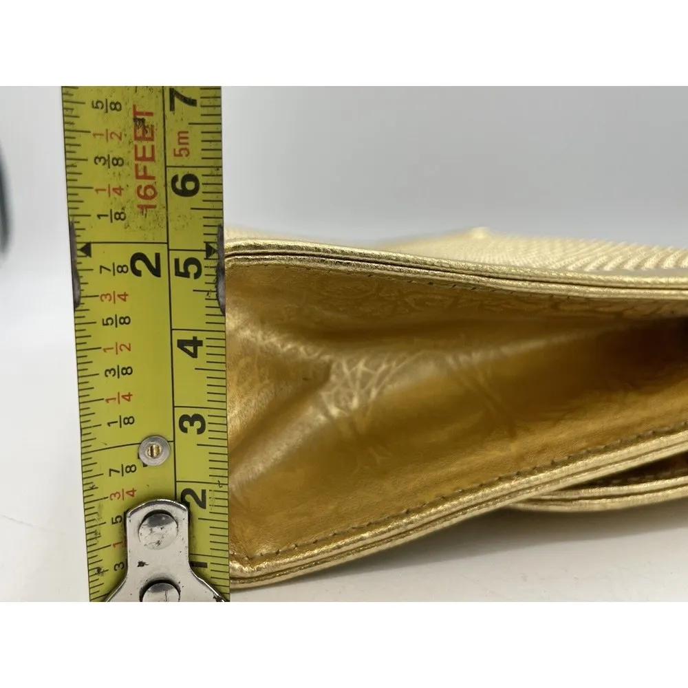 Whiting Davis International Gold Metal Mesh Structured Crossbody/Clutch Mirror - Image 14