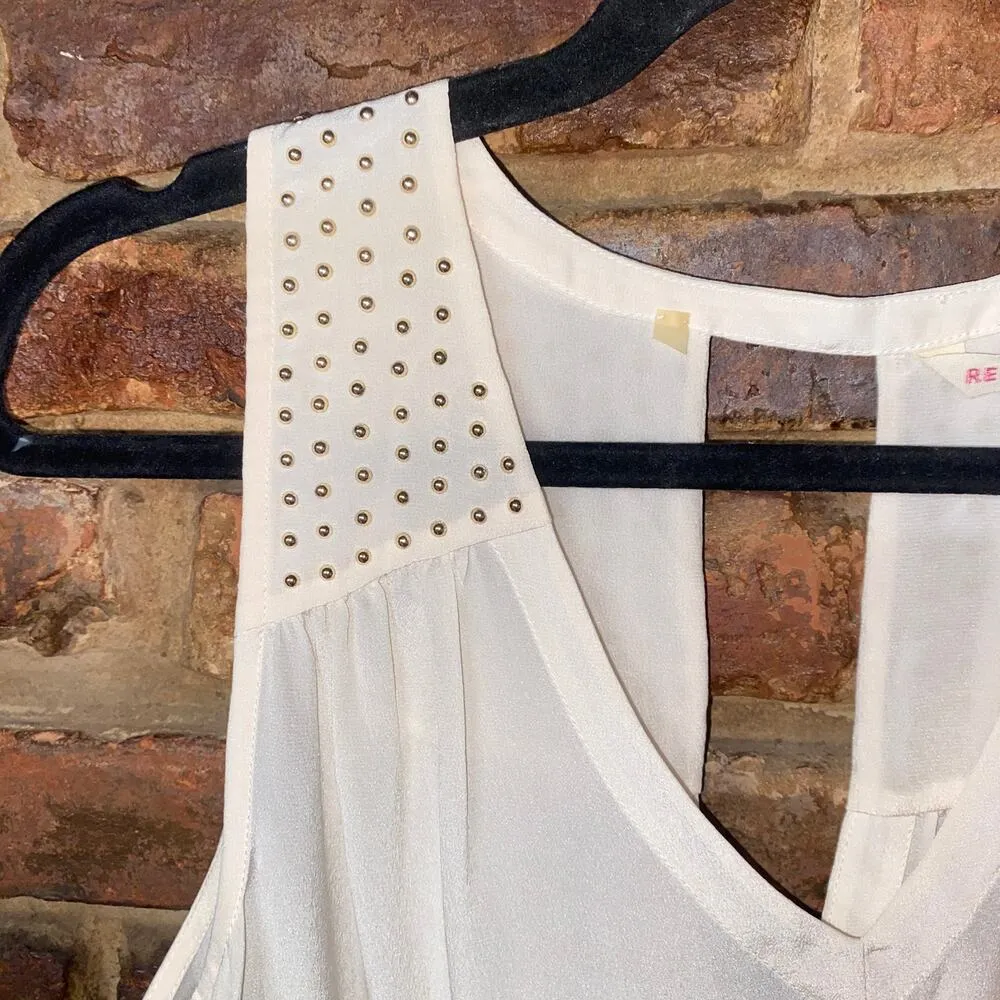 NWT New Rebecca Taylor Ecru Nailhead Embellished Double V Top Women's Size 4 - Image 4