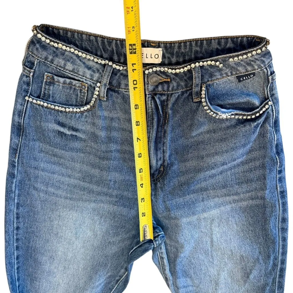 Cello Size 3 Rhinestone Embellished Dad Jeans Blue Denim Disco Cowgirl Bling - Image 9
